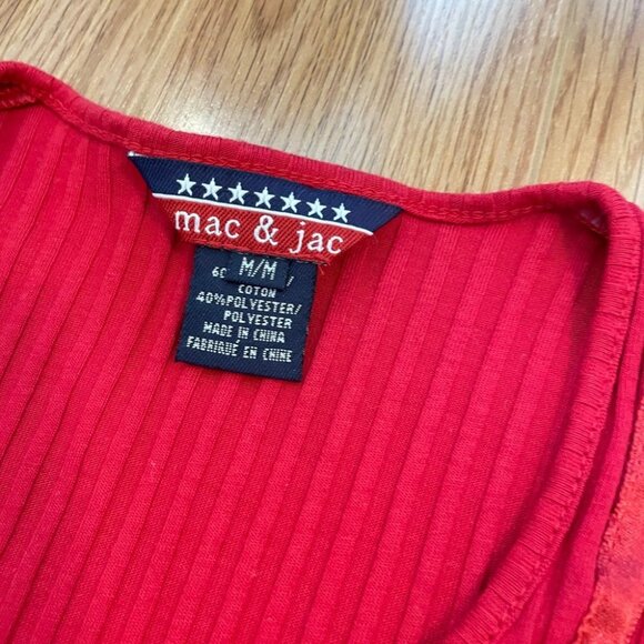 Vintage Mac & Jac Red 3/4 Sleeve Button-Up Cardigan - M - Picture 4 of 11